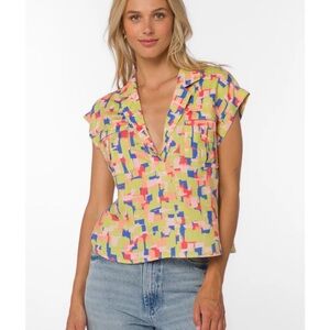 Velvet Heart Mosaic Multicolor Abstract Shirt - NWT szS